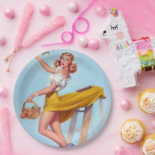 Pfirsiche Button Pappteller (Party)