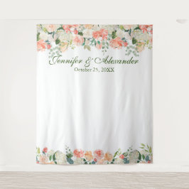 Pfirsiche Cream Floral Wedding Foto Stand Hintergr Wandteppich
