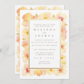 Pfirsiche Cream Gold Frame Foto Einladung Hochzeit (Vorne/Hinten)