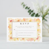 Pfirsiche Cream Gold Frame Wedding RSVP Einladung (Stehend Vorderseite)