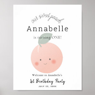 Pfirsiche & Cream Kawaii Girl Geburtstag Begrüßung Poster