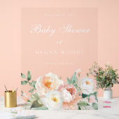 Pfirsiche & Creme Botanische große Babydusche Acrylschild (Hochzeit)