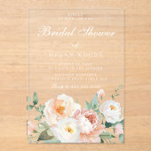 Pfirsiche & Creme Botanisches Brautparty Acryleinladungen (Vorderseite)