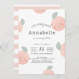 Pfirsiche & Creme Niedlich Kawaii Girl 1. Geburtst Einladung