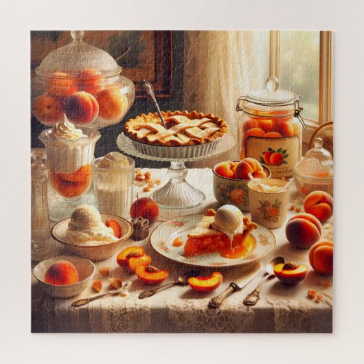 Pfirsiche & Creme Vintage Desserttablette Puzzle (Vertikal)