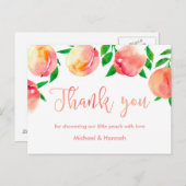 Pfirsiche Dankeschön Karte, kleine Pfirsichdusche Postkarte (Vorne/Hinten)