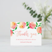 Pfirsiche Dankeschön Karte, kleine Pfirsichdusche Postkarte (Stehend Vorderseite)