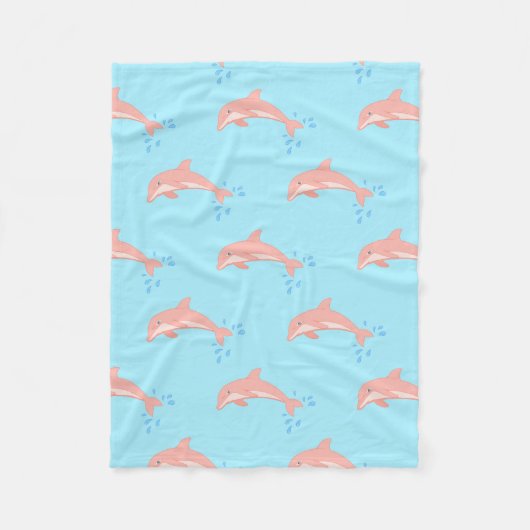 Pfirsiche der rosa Delphin Fleecedecke (Vorderseite)