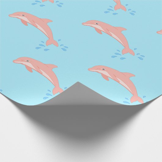 Pfirsiche der rosa Delphin Geschenkpapier (Ecke)
