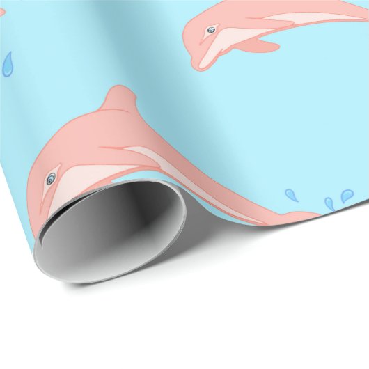 Pfirsiche der rosa Delphin Geschenkpapier (Rolleneckpunkt)