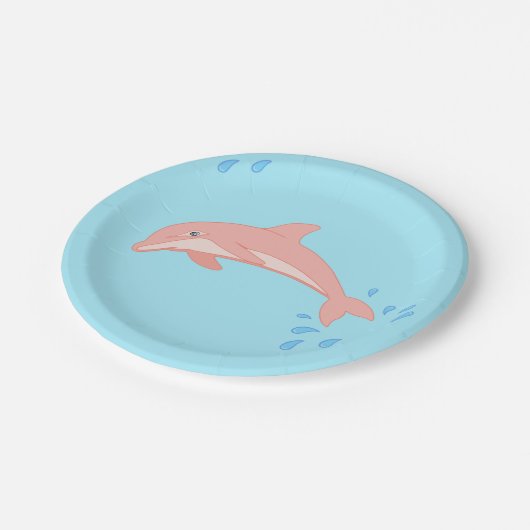 Pfirsiche der rosa Dolphin Pappteller (Schrägansicht)