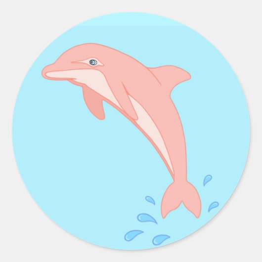 Pfirsiche der rosa Dolphin Runder Aufkleber (Vorderseite)