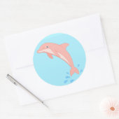 Pfirsiche der rosa Dolphin Runder Aufkleber (Umschlag)
