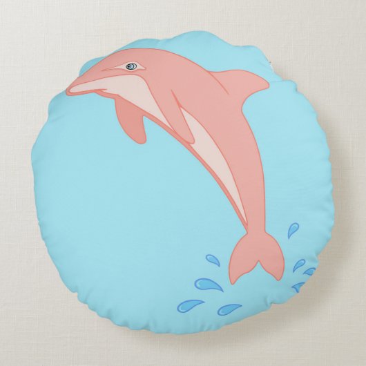 Pfirsiche der rosa Dolphin Rundes Kissen (Rückseite)