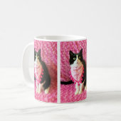 Pfirsiche die Tuxedo Cat Pink Tasse (Vorderseite Links)