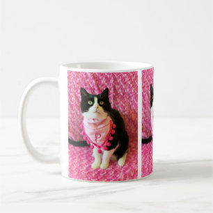 Pfirsiche die Tuxedo Cat Pink Tasse