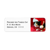 Pfirsiche die Tuxedo Cat Weihnachtsadressen Labels (Vorne)