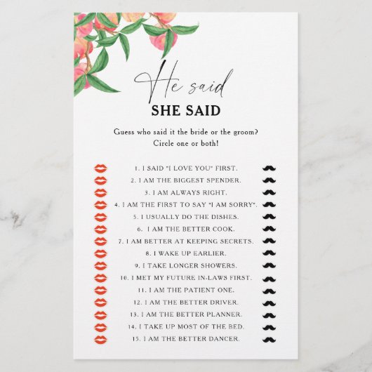 Pfirsiche - Er sagte, sie sagte Brautparty (Vorderseite)