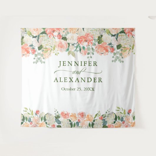 Pfirsiche Floral Extra-Large Foto Stand Hintergrun Wandteppich (Vorderseite (Horizontal))