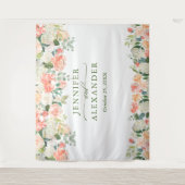 Pfirsiche Floral Extra-Large Foto Stand Hintergrun Wandteppich (Vorderseite)