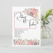 Pfirsiche & Foto Hochzeitsfeier Einladung (Stehend Vorderseite)