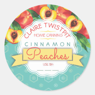 Pfirsiche für die Füllung von Obstpüree Zuhause-Ko Runder Aufkleber