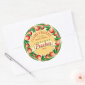 Pfirsiche für die Füllung von Obstpüree Zuhause-Ko Runder Aufkleber (Umschlag)