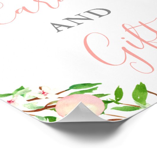 Pfirsiche Kinderkarten und Geschenke für Brautpart Poster (Ecke)