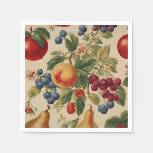 Pfirsiche, Kirschen, Blaubeeren, Birnen, Äpfel Serviette (Vorderseite)
