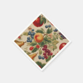 Pfirsiche, Kirschen, Blaubeeren, Birnen, Äpfel Serviette (Ecke)