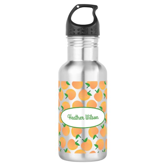 Pfirsiche Niedlich Kinder Wasserflasche mit Name (Vorderseite)