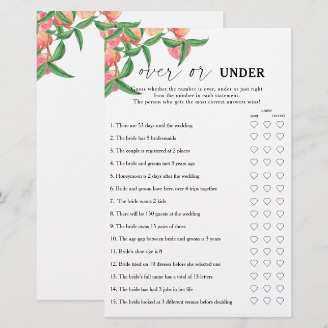 Pfirsiche - Over oder under Brautparty (Vorne/Hinten)