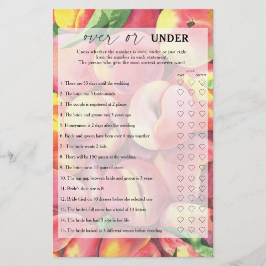 Pfirsiche - Over oder under Brautparty (Vorderseite)