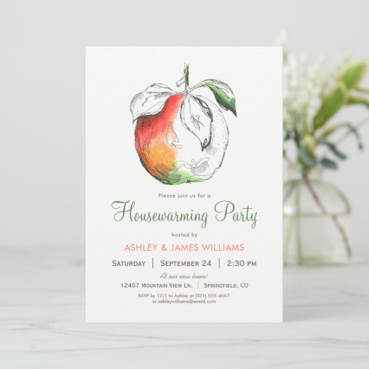 Pfirsiche Party Einladung (Stehend Vorderseite)