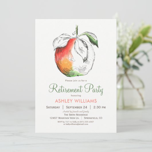 Pfirsiche-Party Einladung (Stehend Vorderseite)