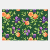 Pfirsiche Pflaumen Lila Niedliches Fruchtmuster Geschenkpapier Set (Vorderseite 3)