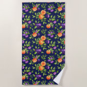 Pfirsiche Pflaumen Lila Niedliches Fruchtmuster Strandtuch (Vorderseite)