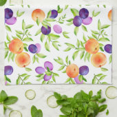 Pfirsiche Pflaumen Lila Niedliches Obst Botanisch  Geschirrtuch (Gefaltet)