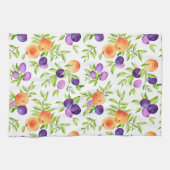 Pfirsiche Pflaumen Lila Niedliches Obst Botanisch  Geschirrtuch (Horizontal)