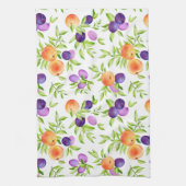 Pfirsiche Pflaumen Lila Niedliches Obst Botanisch  Geschirrtuch (Vertikal)