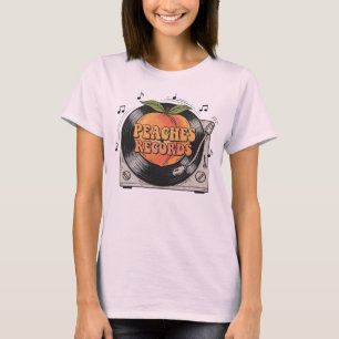 Pfirsiche Platten Retro Vinyl Music Illustration T-Shirt