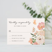 Pfirsiche RSVP Karte (Stehend Vorderseite)