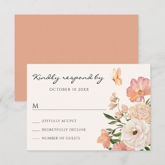 Pfirsiche RSVP Karte (Vorne/Hinten)