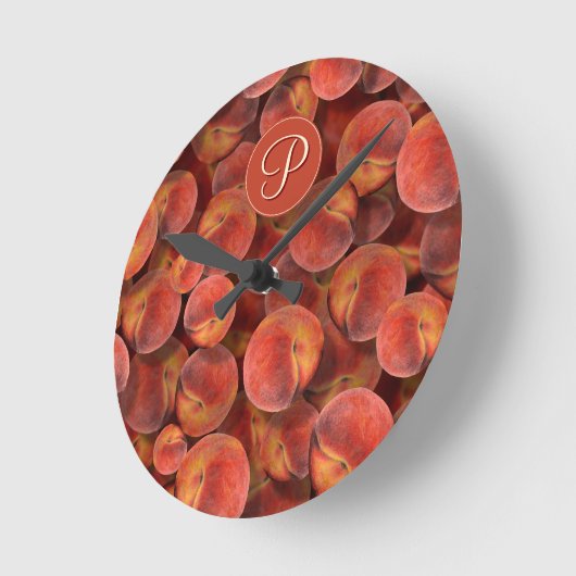 Pfirsiche Runde Wanduhr (Winkel)