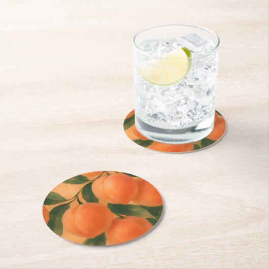 Pfirsiche Runder Pappuntersetzer (Vor Ort)