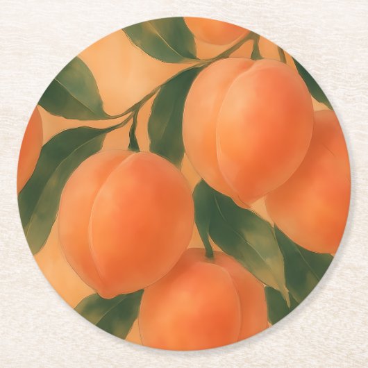 Pfirsiche Runder Pappuntersetzer (Vorderseite)