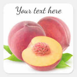 Pfirsiche schneiden quadratischer aufkleber