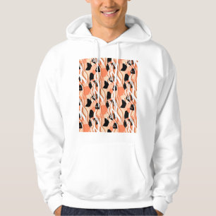 Pfirsiche Schwarz-weißes Abstraktes Muster. Hoodie