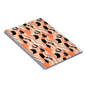 Pfirsiche Schwarz-weißes Abstraktes Muster. Notizblock (Rechte Seite)