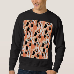 Pfirsiche Schwarz-weißes Abstraktes Muster. Sweatshirt